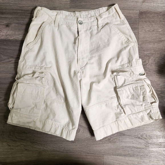 Levis White Cargo‎ Shorts 32 Vintage Y2K Original Thick Solid Multi Flap Pockets - Picture 1 of 10